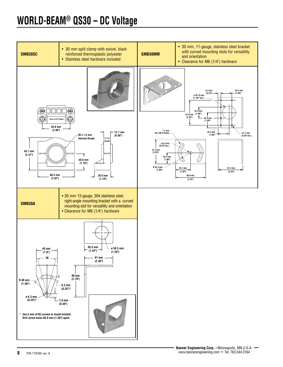 World-beam, Qs30 – dc voltage | Banner WORLD-BEAM QS30 Series User Manual | Page 8 / 10