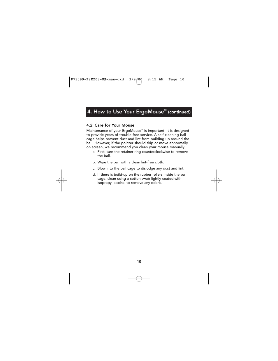 How to use your ergomouse | Belkin Ergo F8E203-BLK User Manual | Page 11 / 14