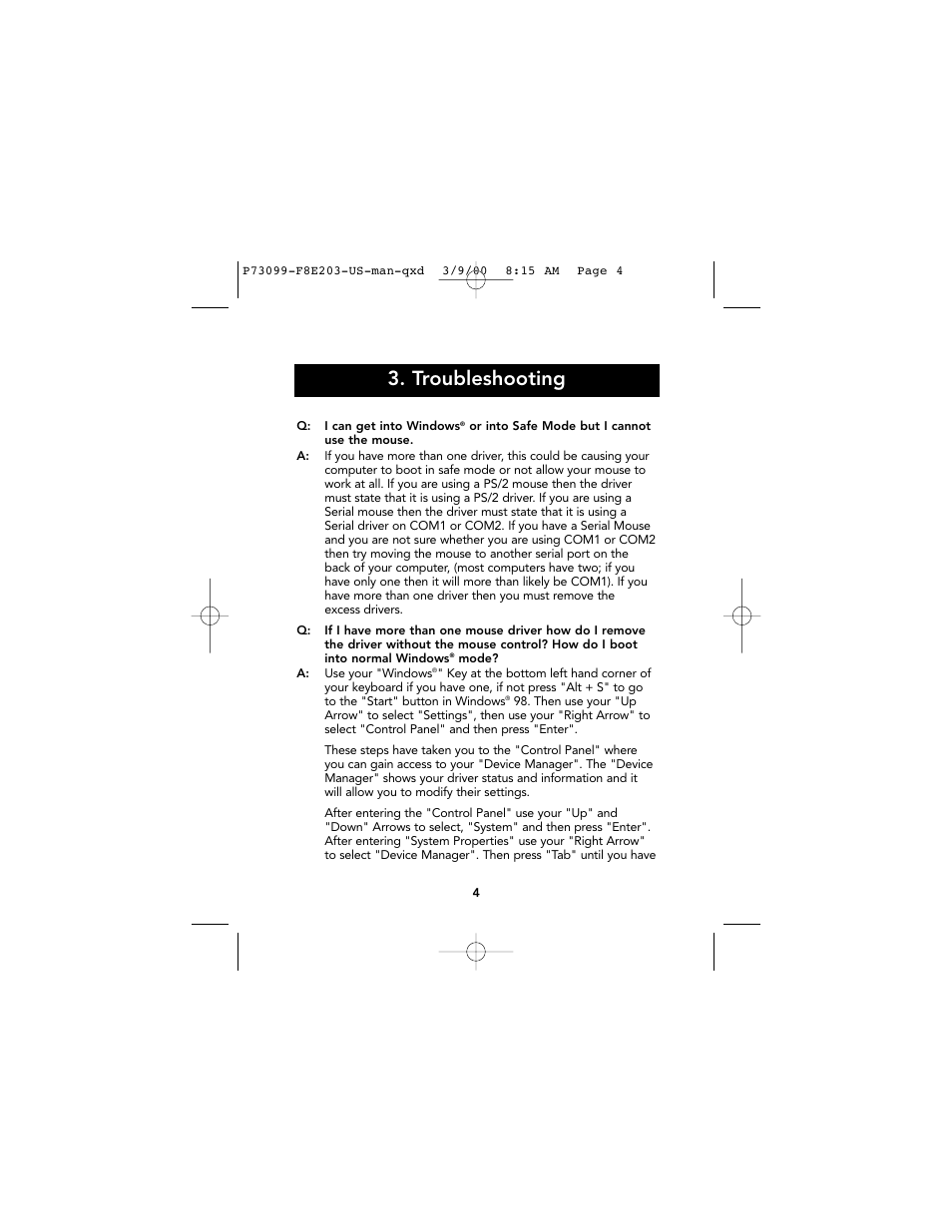 Troubleshooting | Belkin Ergo F8E203-BLK User Manual | Page 5 / 14