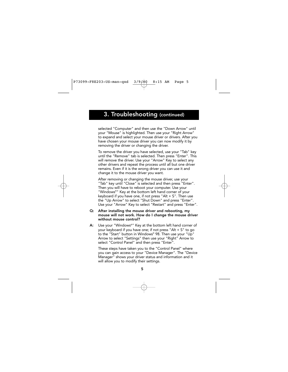 Troubleshooting | Belkin Ergo F8E203-BLK User Manual | Page 6 / 14
