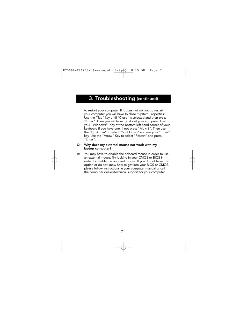 Troubleshooting | Belkin Ergo F8E203-BLK User Manual | Page 8 / 14