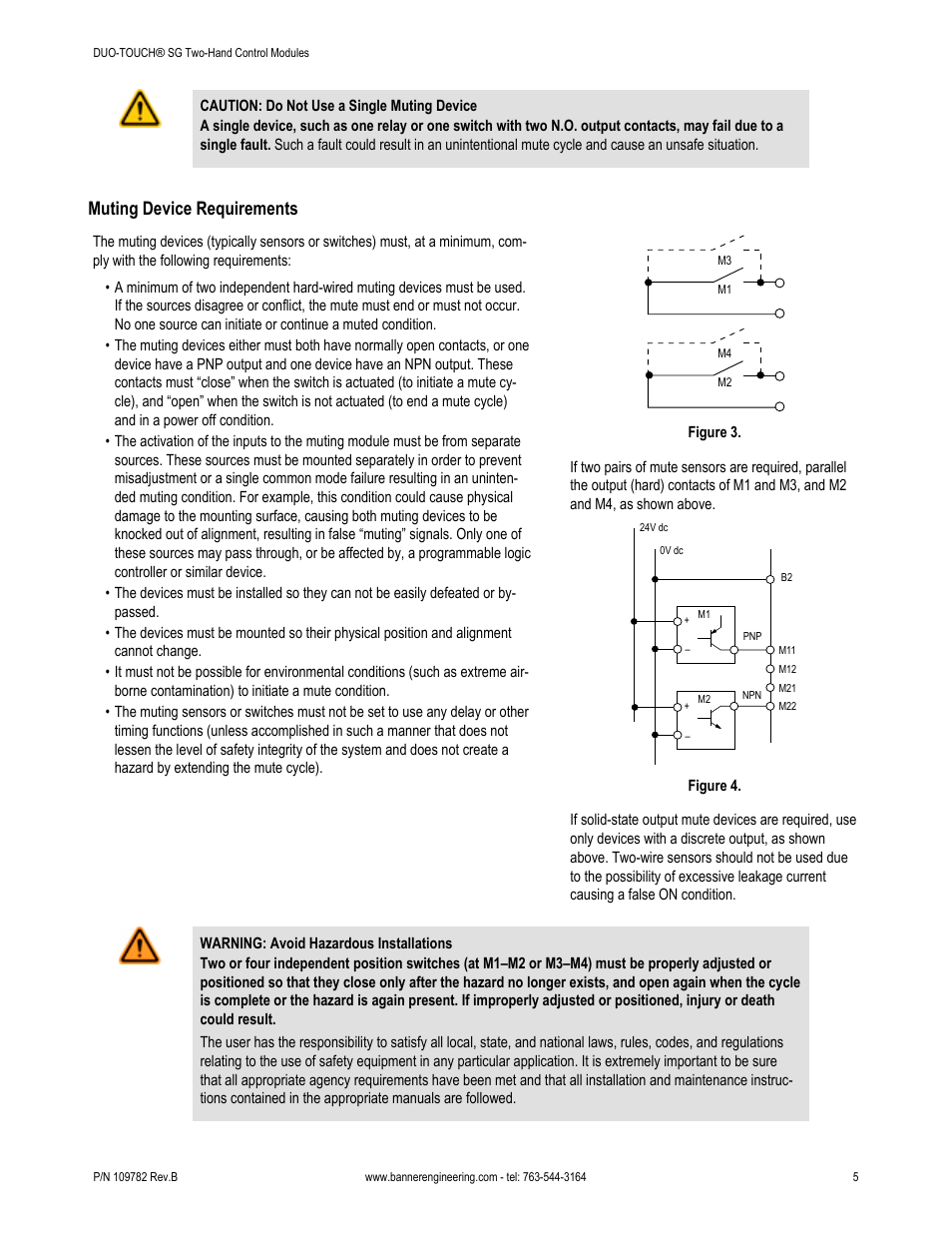 Muting device requirements | Banner DUO-TOUCH SG Two-Hand Control Safety Modules User Manual | Page 5 / 20