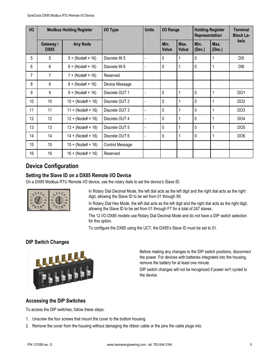 Device configuration | Banner SureCross DX85 Expandable Remote I/O User Manual | Page 5 / 9