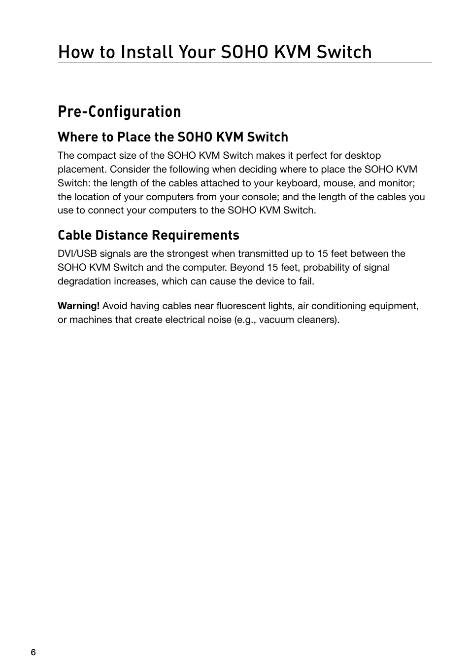 How to install your soho kvm switch, Pre-configuration | Belkin F1DD102U User Manual | Page 9 / 20