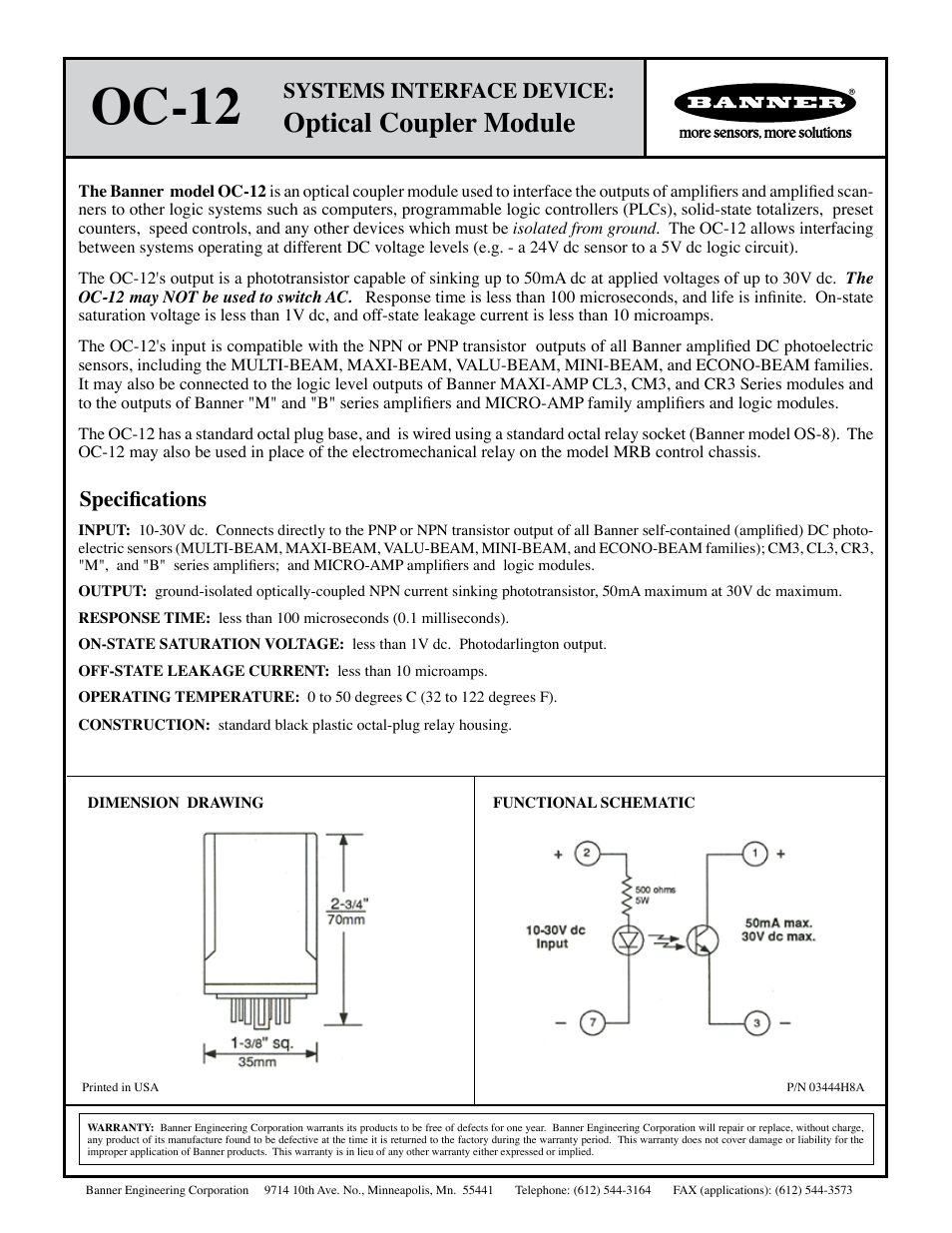 Banner MAXI-AMP Series User Manual | 1 page