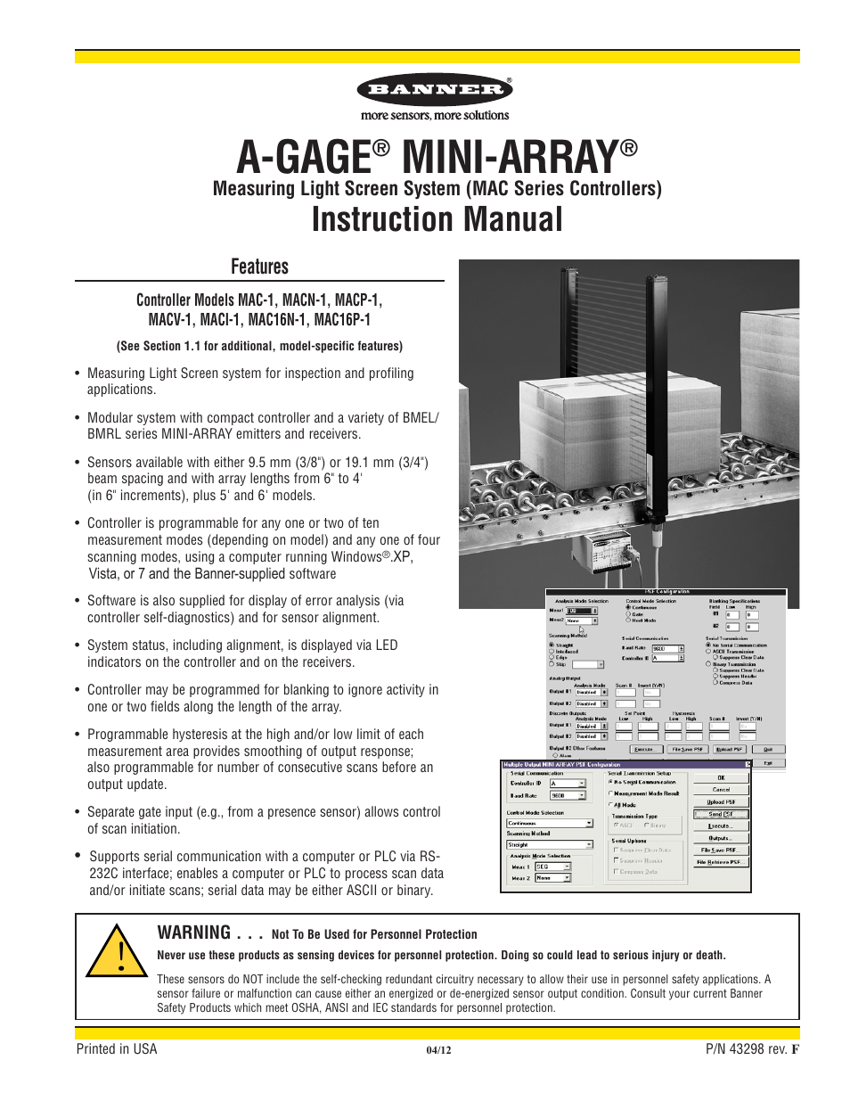 Banner A-GAGE MINI-ARRAY Series User Manual | 44 pages