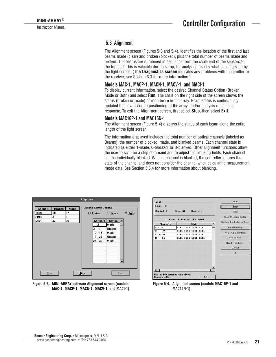 Controller configuration, 3 alignment | Banner A-GAGE MINI-ARRAY Series User Manual | Page 21 / 44