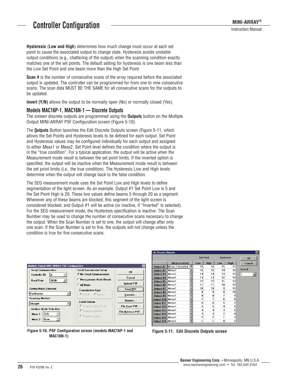 Controller configuration | Banner A-GAGE MINI-ARRAY Series User Manual | Page 26 / 44