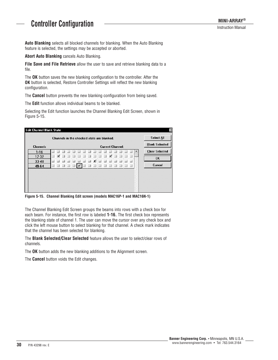 Controller configuration | Banner A-GAGE MINI-ARRAY Series User Manual | Page 30 / 44