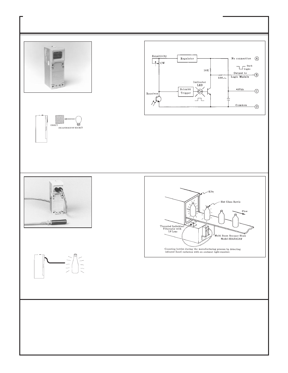 Multi-beam, & 4-wire scanner blocks, Sensing mode models | Banner MULTI-BEAM Series User Manual | Page 14 / 32