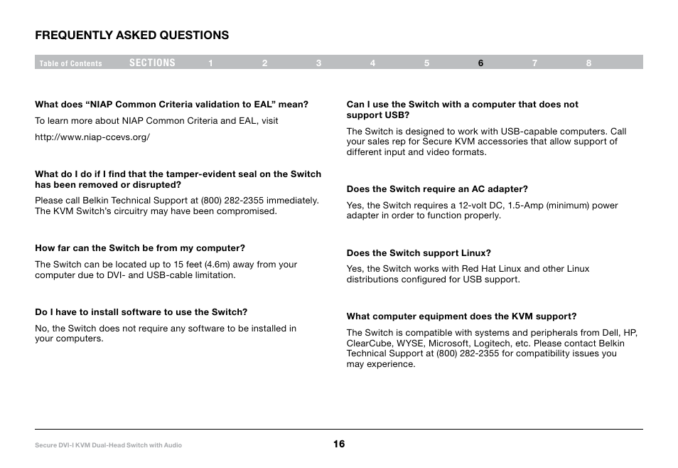 Frequently asked questions | Belkin F1DN104F User Manual | Page 18 / 24