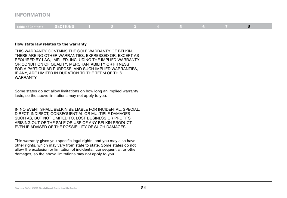 Information | Belkin F1DN104F User Manual | Page 23 / 24
