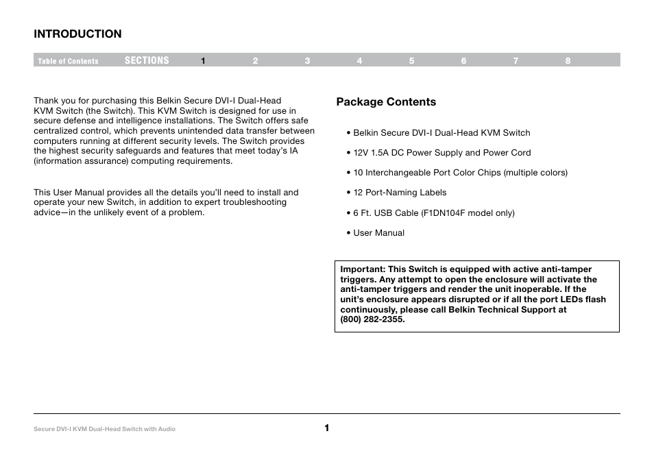 Introduction, Package contents | Belkin F1DN104F User Manual | Page 3 / 24