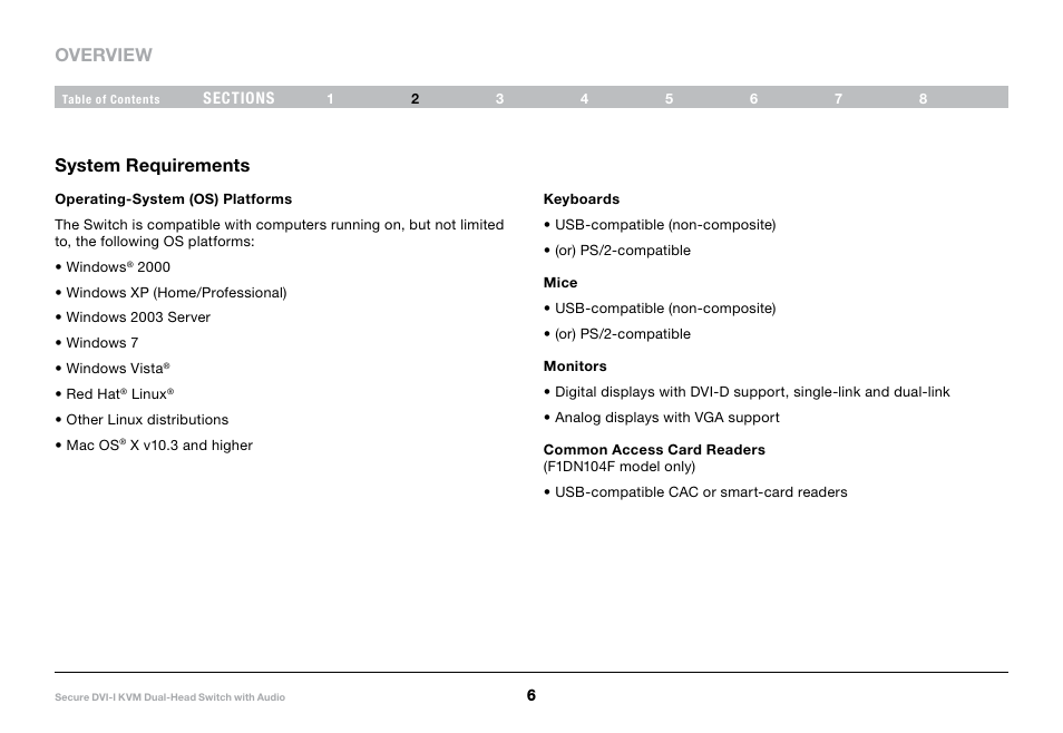 Overview, System requirements | Belkin F1DN104F User Manual | Page 8 / 24