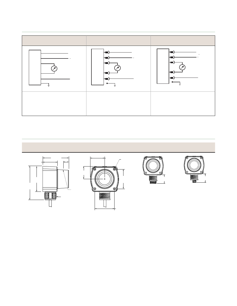 Wiring, Dimensions | Banner U-GAGE QT50U DC Series—Analog User Manual | Page 8 / 11