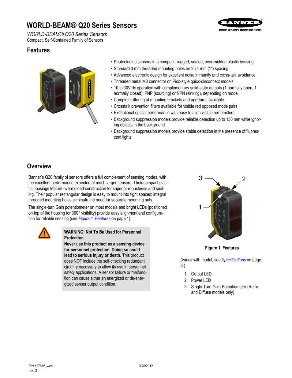 Banner WORLD-BEAM Q20 Series User Manual | 9 pages