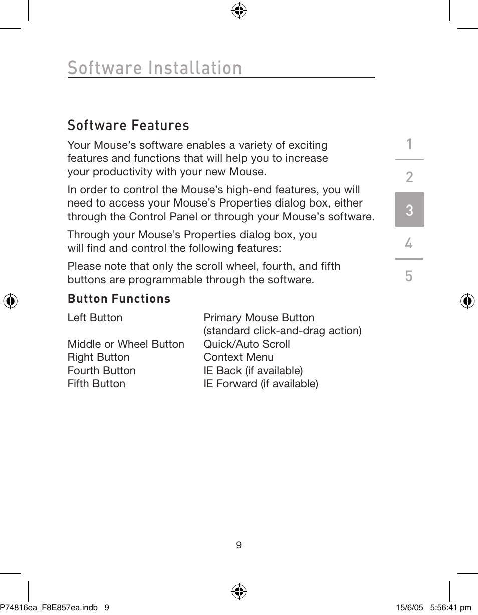 Software installation, Software features | Belkin P74816EA User Manual | Page 13 / 88