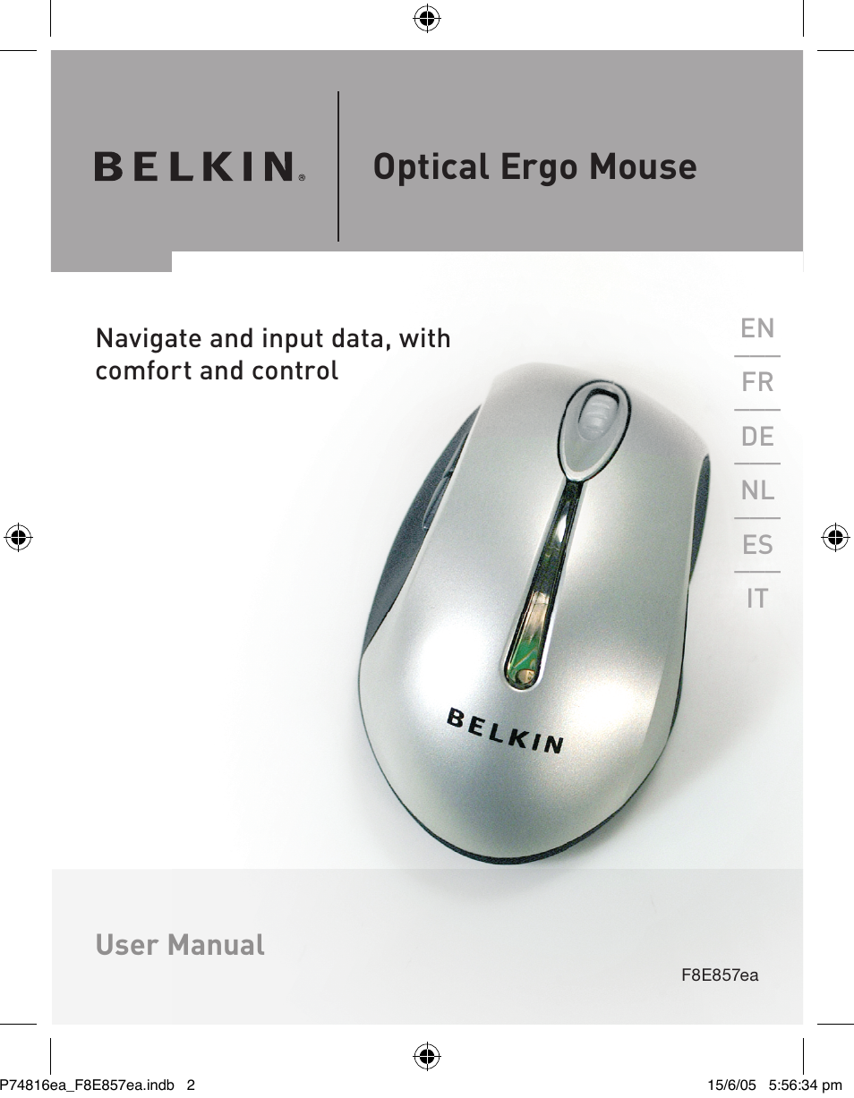Optical ergo mouse | Belkin P74816EA User Manual | Page 2 / 88