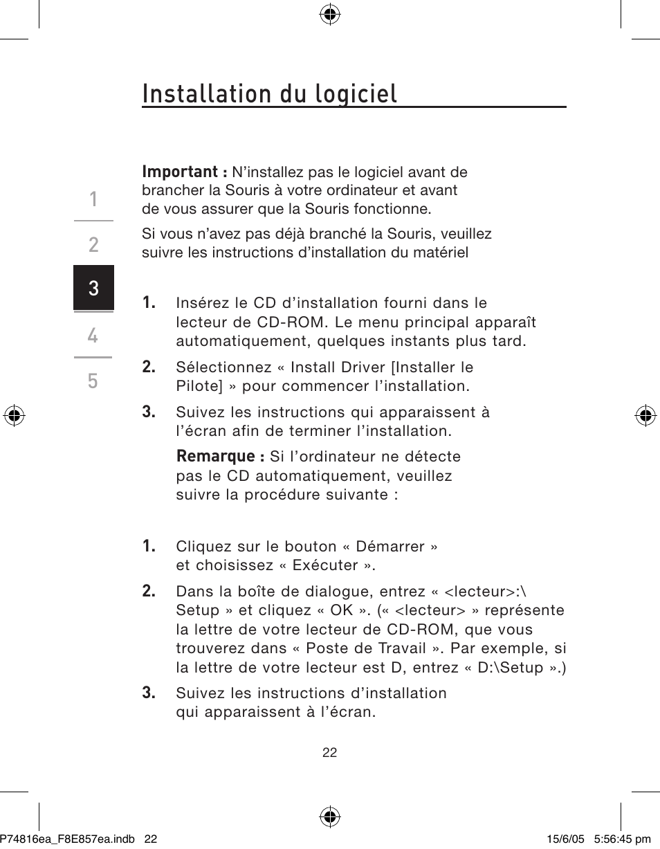 Installation du logiciel | Belkin P74816EA User Manual | Page 26 / 88