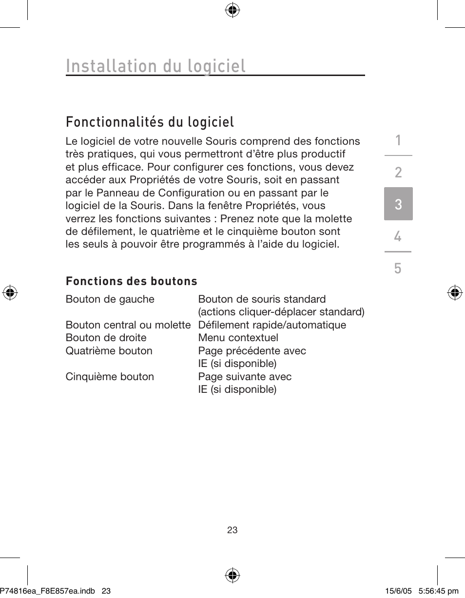 Installation du logiciel, Fonctionnalités du logiciel | Belkin P74816EA User Manual | Page 27 / 88