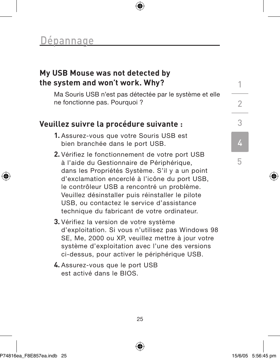 Dépannage | Belkin P74816EA User Manual | Page 29 / 88