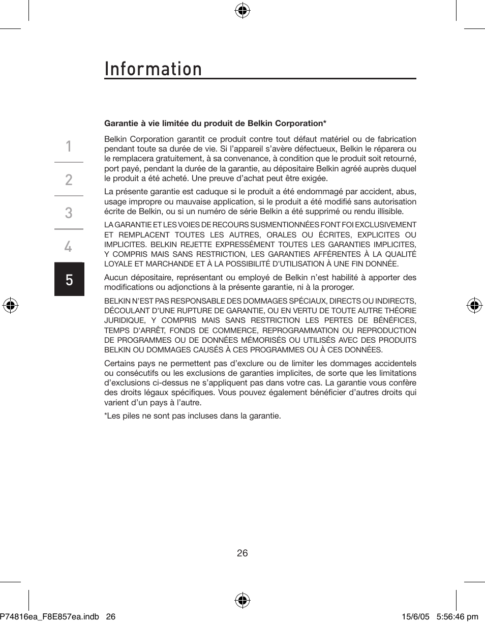 Information | Belkin P74816EA User Manual | Page 30 / 88
