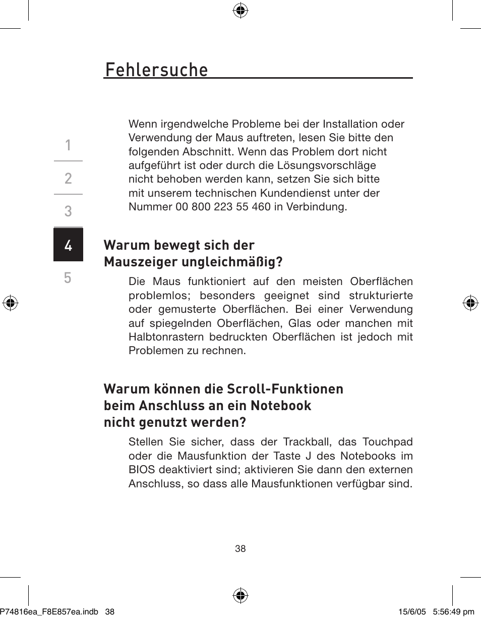 Fehlersuche | Belkin P74816EA User Manual | Page 42 / 88