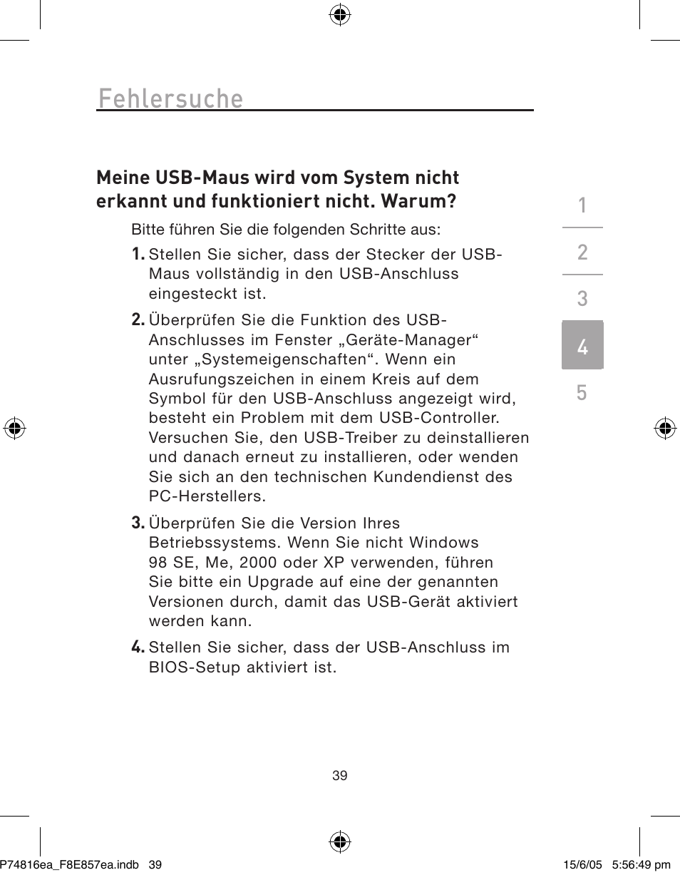 Fehlersuche | Belkin P74816EA User Manual | Page 43 / 88
