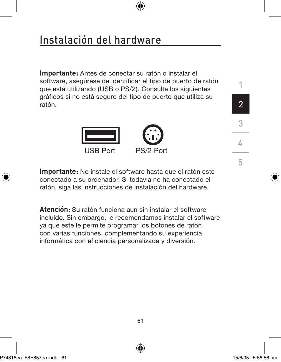 Instalación del hardware | Belkin P74816EA User Manual | Page 65 / 88