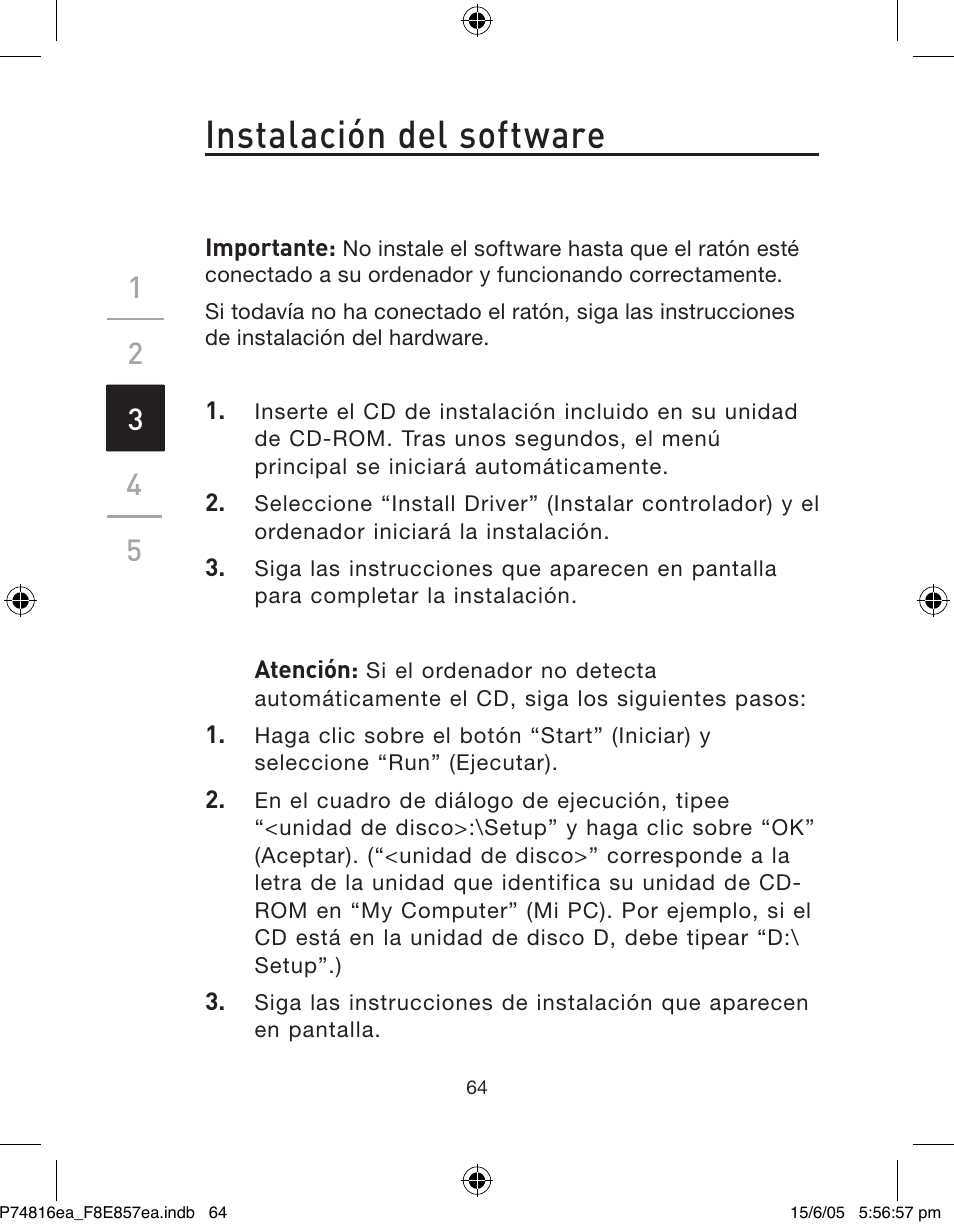 Instalación del software | Belkin P74816EA User Manual | Page 68 / 88