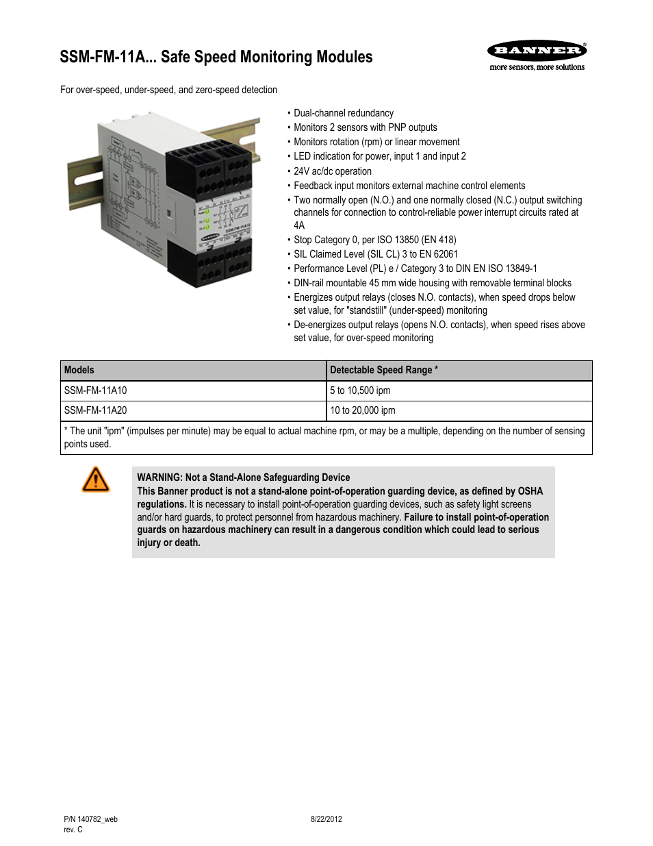 Banner Safe Speed Monitoring Modules User Manual | 15 pages