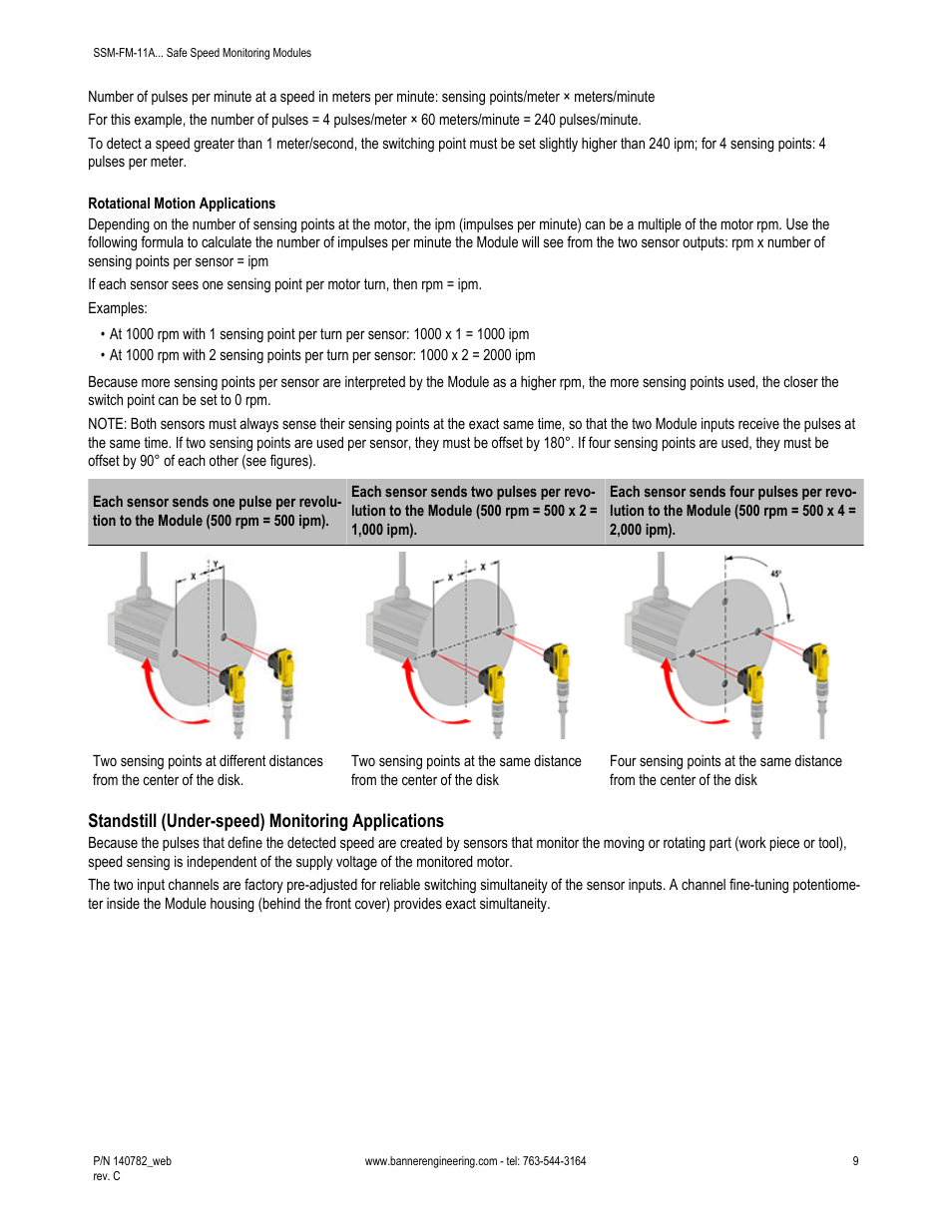 Standstill (under-speed) monitoring applications | Banner Safe Speed Monitoring Modules User Manual | Page 9 / 15