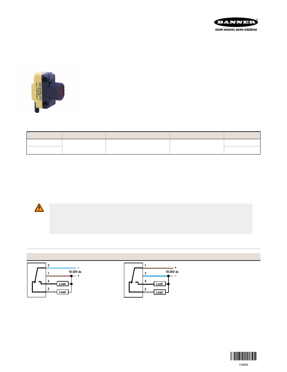 Banner WORLD-BEAM QS18 Laser Series User Manual | 6 pages