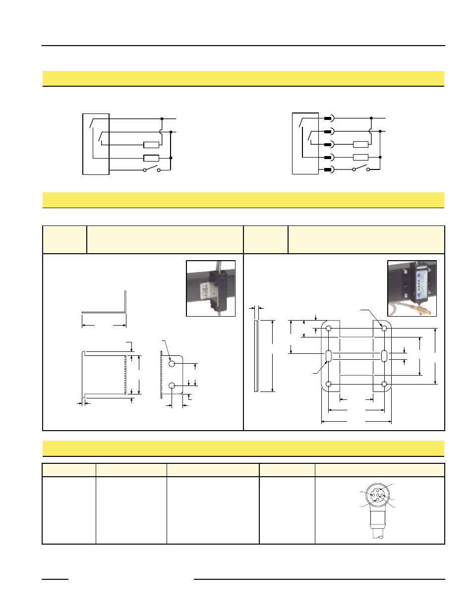 R55f series fiber-optic color mark sensors, R55f series sensor hookups, Mounting brackets | Quick-disconnect (qd) cables, Cabled models quick-disconnect models, Both brackets are included with sensor, Style model length connector | Banner R55F Fiber Optic Series User Manual | Page 11 / 12