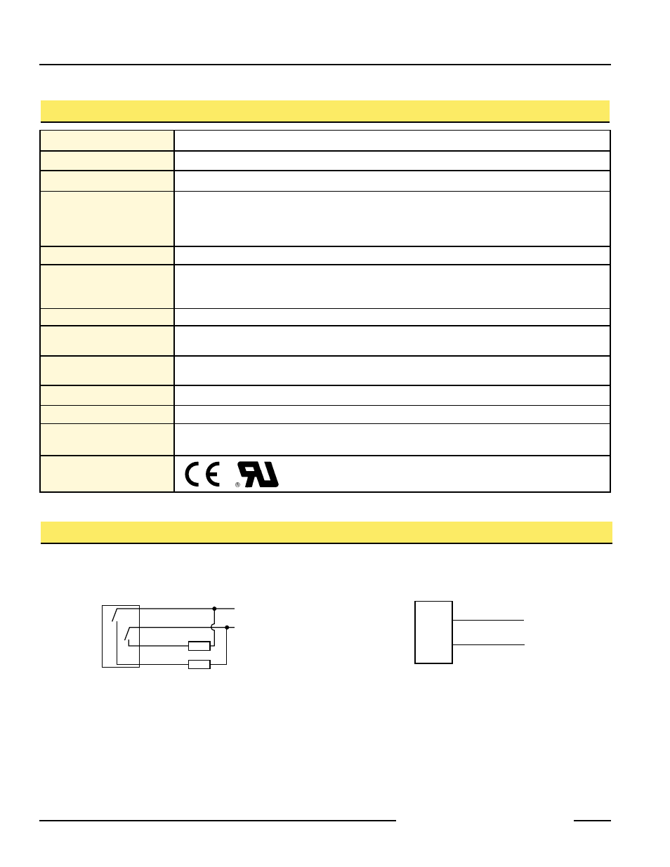 Econo-beam sensors, Miniature self-contained dc sensors, Econo-beam dc hookups | Econo-beam dc specifications, All sensors except emitters, Se61e emitters | Banner ECONO-BEAM SE61 Series User Manual | Page 6 / 8