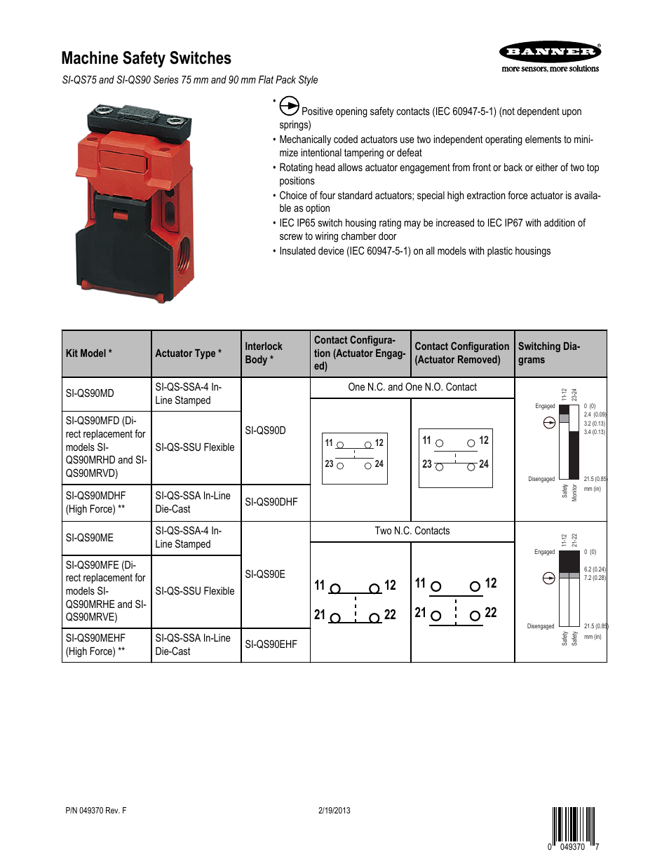 Banner Compact Plastic Style Safety Interlock Switches User Manual | 10 pages