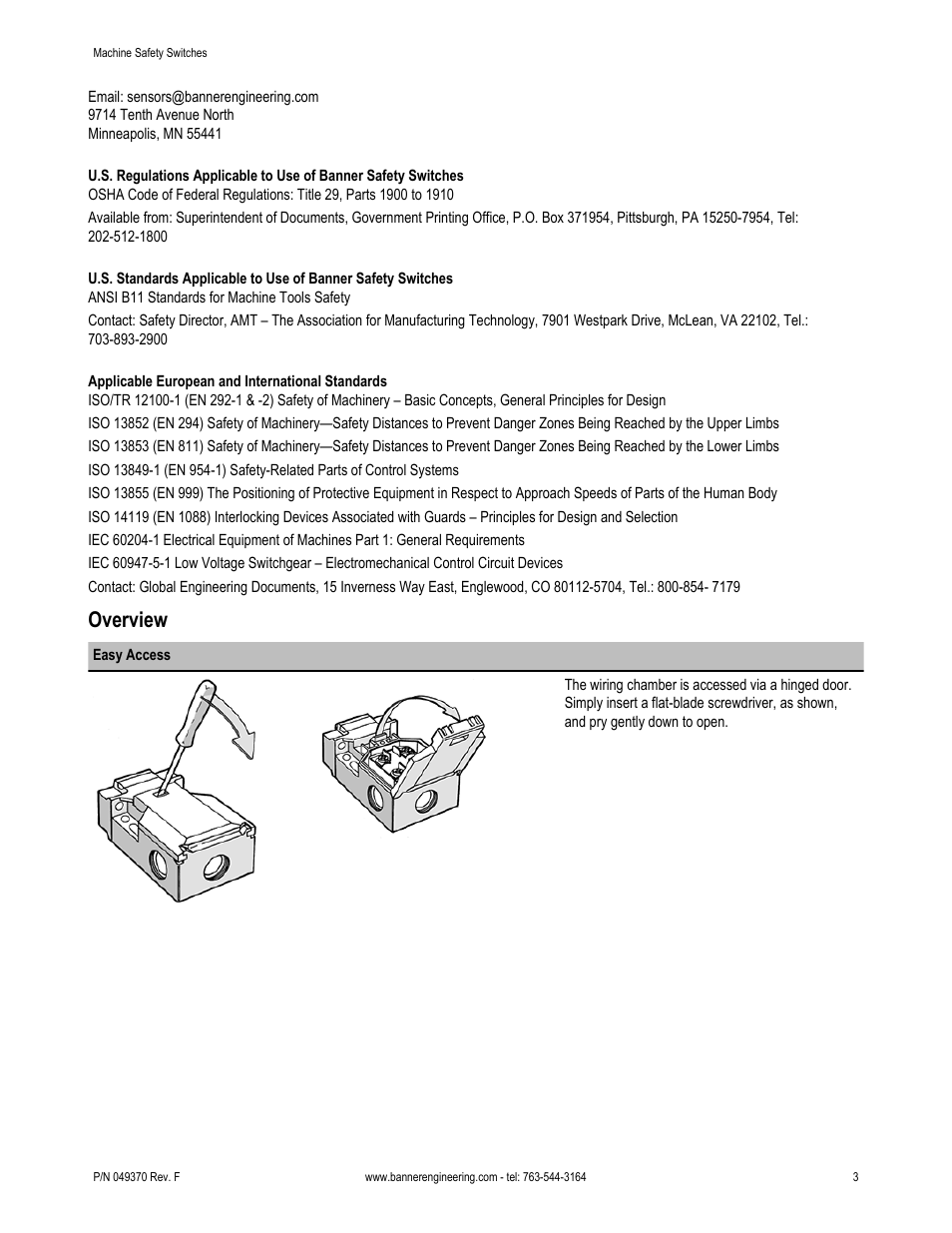 Overview | Banner Compact Plastic Style Safety Interlock Switches User Manual | Page 3 / 10