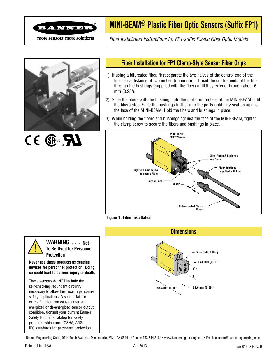 Banner MINI-BEAM Series User Manual | 2 pages