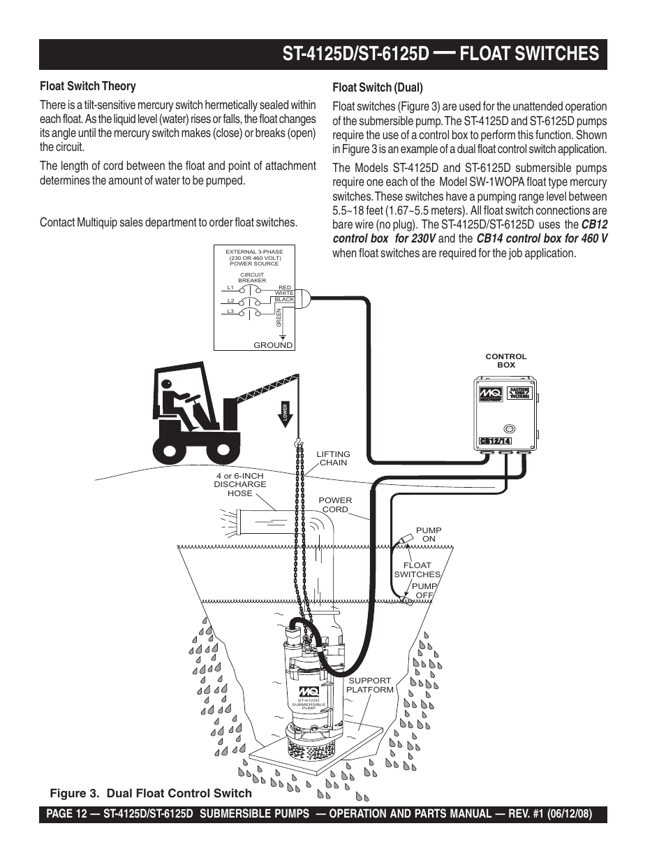 Float switches, And the | Multiquip ST4125D User Manual | Page 12 / 36