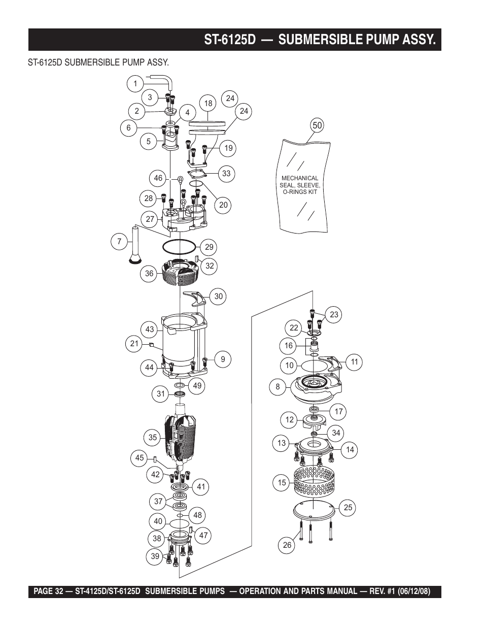 St-6125d — submersible pump assy | Multiquip ST4125D User Manual | Page 32 / 36