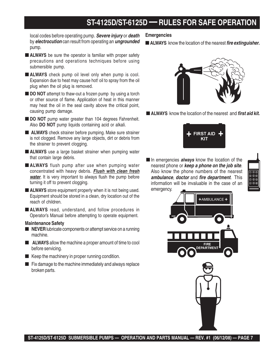 Rules for safe operation | Multiquip ST4125D User Manual | Page 7 / 36