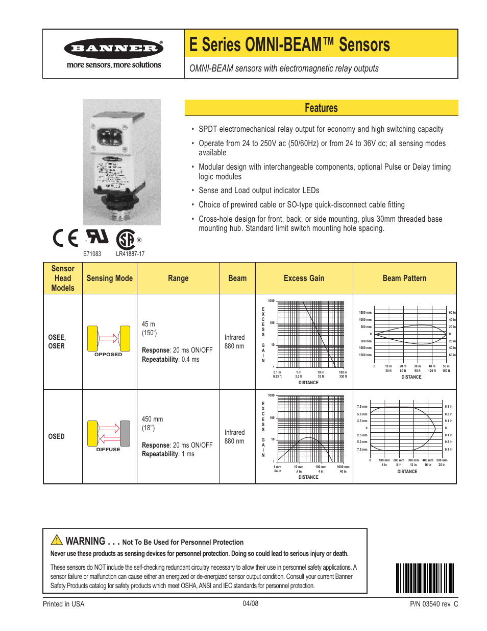 Banner OMNI-BEAM Series User Manual | 10 pages