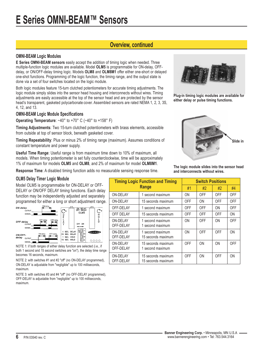 E series omni-beam™ sensors, Overview, continued | Banner OMNI-BEAM Series User Manual | Page 6 / 10