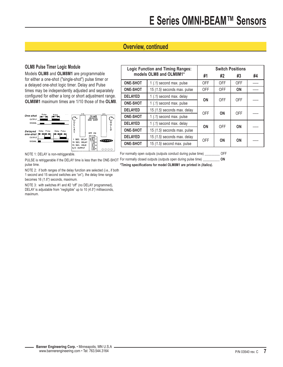 E series omni-beam™ sensors, Overview, continued | Banner OMNI-BEAM Series User Manual | Page 7 / 10