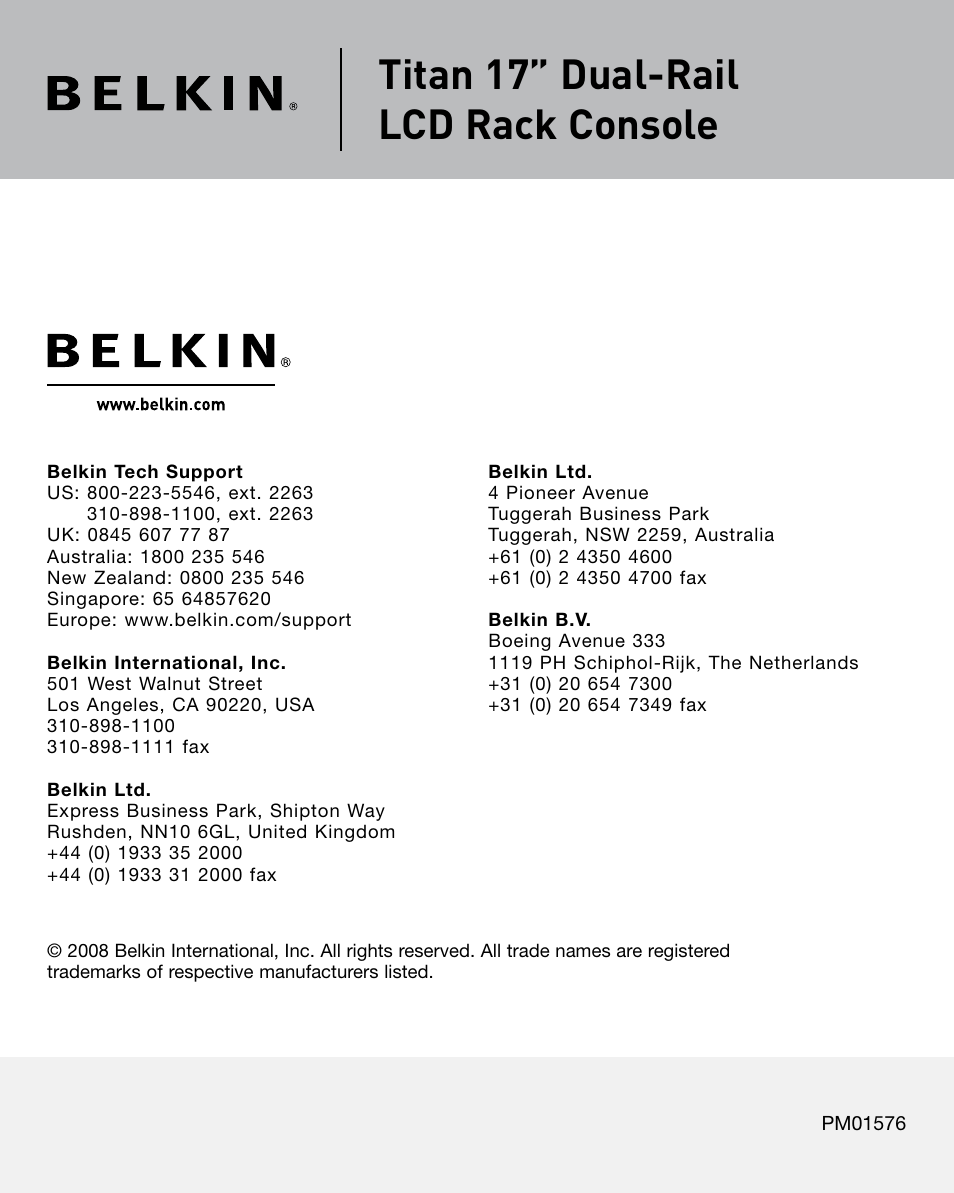 Titan 17” dual-rail lcd rack console | Belkin F1DC101C-US User Manual | Page 10 / 10