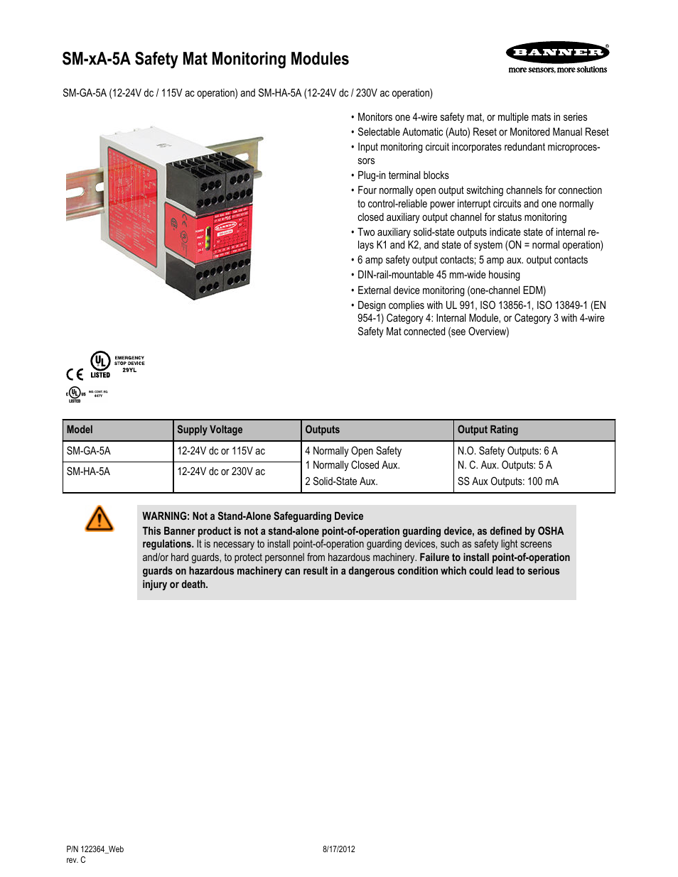 Banner Safety Mat Monitoring Modules User Manual | 16 pages