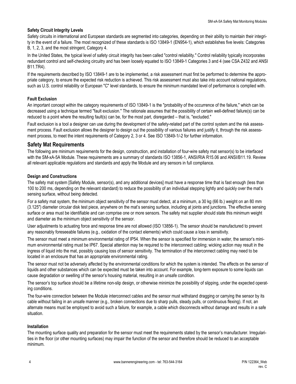 Safety mat requirements | Banner Safety Mat Monitoring Modules User Manual | Page 4 / 16