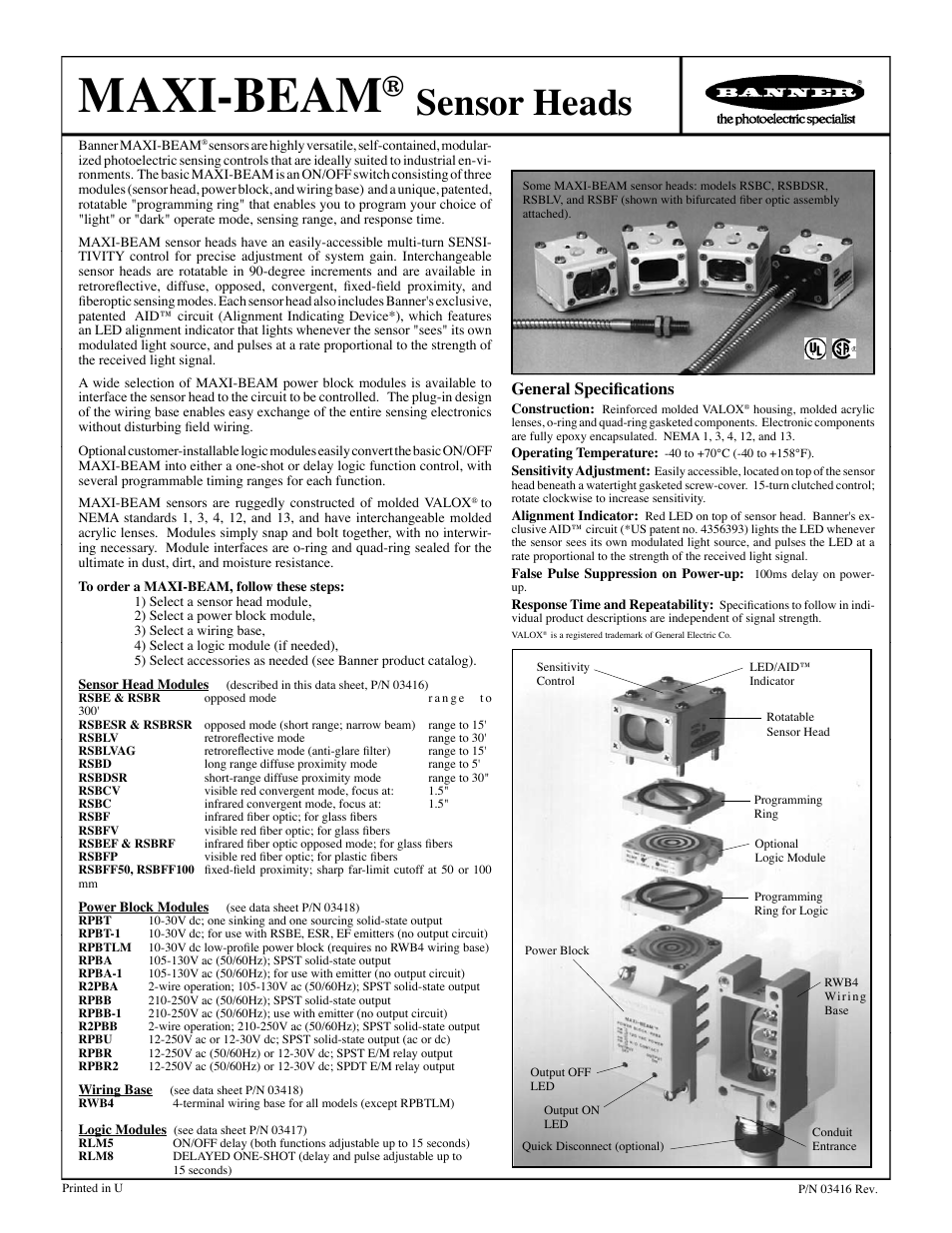 Banner MAXI-BEAM Series User Manual | 6 pages