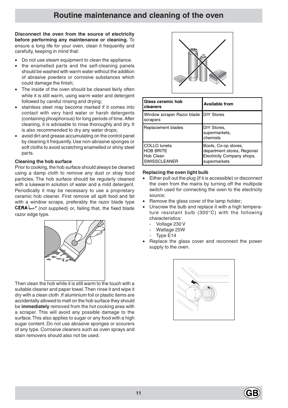 Routine maintenance and cleaning of the oven | Indesit K3C11/R User Manual | Page 11 / 68