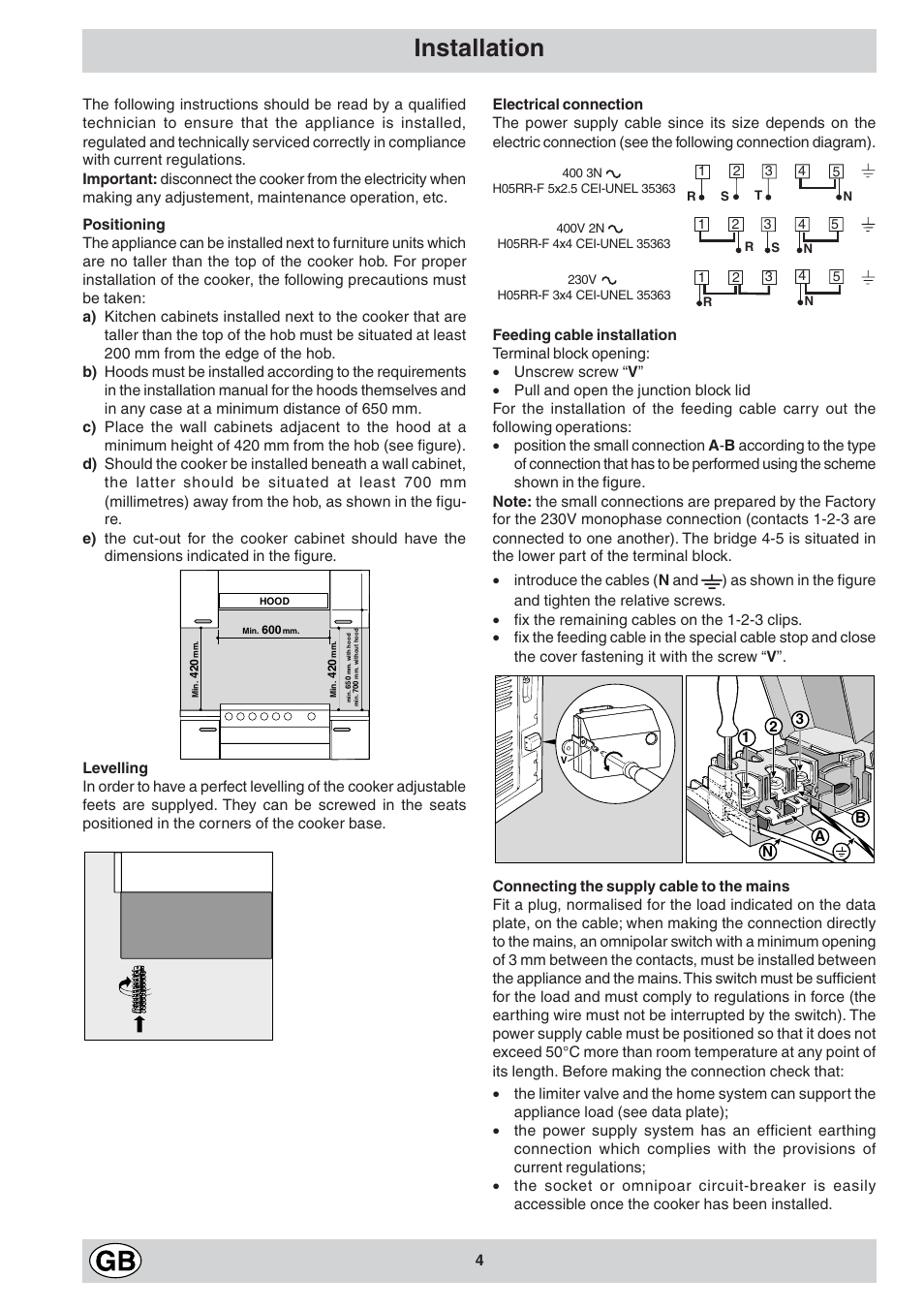 Installation | Indesit K3C11/R User Manual | Page 4 / 68